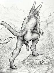 mythology, anthro, ass, balls, bodily_fluids