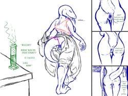 after_transformation, anthro, anus, ass, beaker