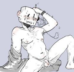 elsen_(off), off_(game), unsafe_paperbag, 1boy, after_masturbation