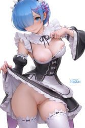 rem_(re:zero), re:zero_kara_hajimeru_isekai_seikatsu, penguih, 1girls, black_dress