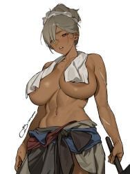 original, gebijiade_89, 1girl, areola_slip, blacksmith