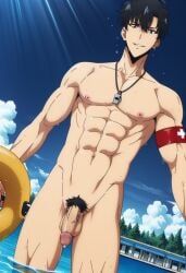 sung_jin_woo, solo_leveling, armband, flaccid, flaccid_penis