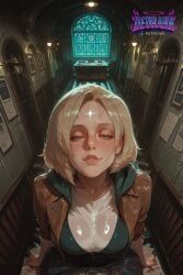 resident_evil, 1boy, 1girls, bangs, big_breasts
