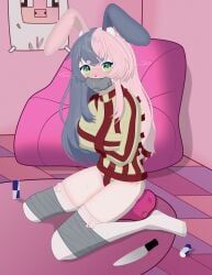 punkalopi, indie_virtual_youtuber, red_bull, 1girls, black_hair