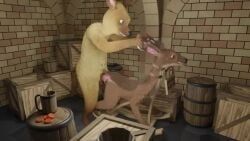 bokonus, anthro, anthro_on_feral, deer, female