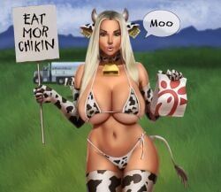 chick-fil-a, branchbuzz, 1girls, big_breasts, bikini