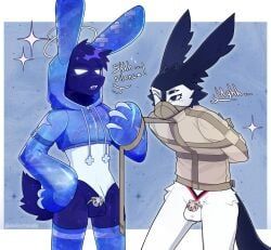 cosmic, annoyed, arms_tied, bdsm, blue_background