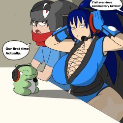 mizu_(igphhangout), igphhangout, armpits, big_breasts, blue_hair