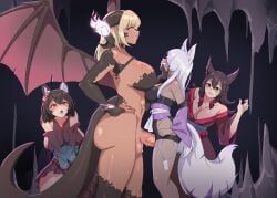 original, someone_(someone199912), 4girls, animal_ears, ass