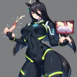 manhattan_cafe_(umamusume), umamusume, ahoge, anima_cosmos, ballbusting