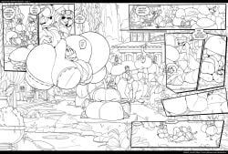 rabid, anthro, big_breasts, big_penis, black_and_white