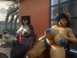 jinsariakhavra, aeva_risis, anthro, beating_the_heat, big_breasts