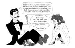 mr_shrink, 2boys, big_penis, black_and_white, black_hair