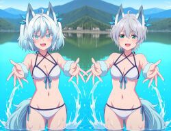kikuchi_fuuka, setsuna_(redo_of_healer), 2girls, animal_ears, bare_legs
