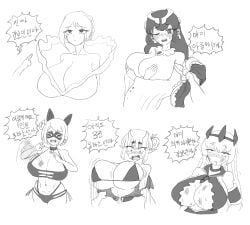 amaterasu_(battle_cats), chronos_(the_battle_cats), headmistress_jeanne, hell_warden_emma, the_white_rabbit