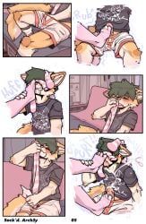 arch3y, blush, canid, canine, clothing