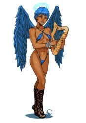 oc, ganassa, angel, angel_wings, blue_hair