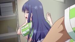 miki, ero, 1boy, 1girls, blue_hair