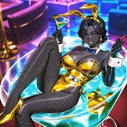gold_bunny_(floppyudon95), original, 1girls, alcohol, alcohol_on_breasts