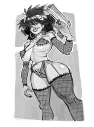 panda_delgado, body_bags, taekwondo_joe, 1girls, arm_warmers