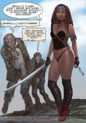 michonne_grimes, the_walking_dead, frans_mensink, 1girls, big_breasts
