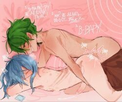 brolly_(13_cards), waru_(13_cards), 13_cards, blue_hair, green_hair
