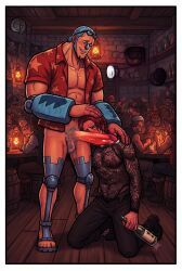 franky_(one_piece), shanks, one_piece, 2boys, cock