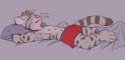 ray_karr, andean_mountain_cat, anthro, armpit_hair, bed_sheet