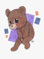 build-a-bear, anthro, bear, bent_leg, blush