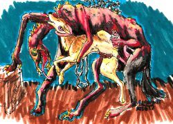 regsmutt, animal_genitalia, back_tentacles, body_horror, bone
