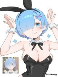 rem_(re:zero), re:zero_kara_hajimeru_isekai_seikatsu, skreamyy, 1girls, arm_above_head