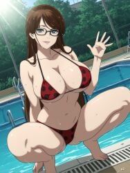 okada_yuriko, toujima_tanzaburou_wa_kamen_rider_ni_naritai, bikini, glasses, huge_breasts