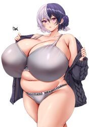 doinaka, bbw, blue_hair, breasts, chubby