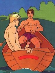 original, steven_stines_(artist), 2boys, abs, blonde_hair