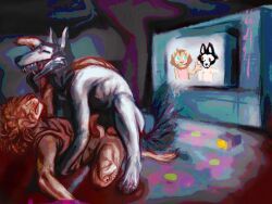 anal, anal_penetration, anthro, black_tongue, canid