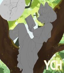 ych_(character), anthro, bodily_fluids, book, breasts
