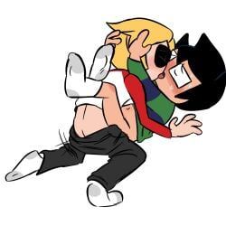 dave_strider, john_egbert, homestuck, blushing, french_kiss