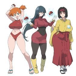 erika_(pokemon), gym_leader, kasumi_(pokemon), misty_(pokemon), misty_(pokemon_rgby)