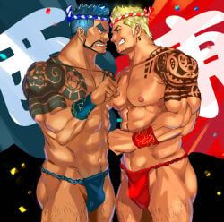 original_character, original, tofulabo, 2boys, abs