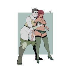 orginal_character, potaroe, 1boy1girl, bare_midriff, bare_shoulders
