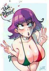 amelia_(pathways), pathways_(game), gerph, ahegao_face, mexican_flag
