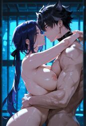 clorinde_(genshin_impact), wriothesley_(genshin_impact), genshin_impact, 1boy, 1girls