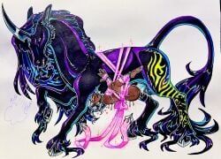 mythology, dyloteryx, animal_genitalia, belly_riding, bondage