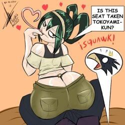fumikage_tokoyami, tsuyu_asui, my_hero_academia, homelesssix, 1girl
