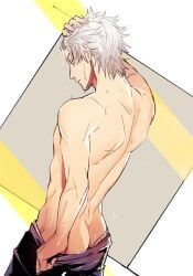 gintoki_sakata, gintama, ass, butt_crack, male