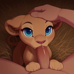 nala, disney, the_lion_king, aged_down, blowjob