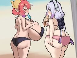 ilulu_(maidragon), kanna_kamui, kobayashi-san_chi_no_maidragon, hummerh194, 2girls