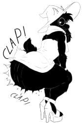 ralsei, ralsei_with_black_fur, deltarune, omega80473, black_and_white