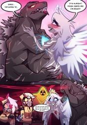 charlie_morningstar, charlie_morningstar_(hazbin_hotel), emily_(hazbin_hotel), godzilla, vaggi_(hazbin_hotel)