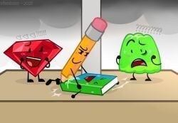 book_(bfdi), gelatin_(bfdi), pencil_(bfdi), ruby_(bfdi), battle_for_dream_island